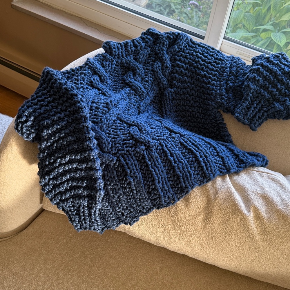Loopy Case Blue Chunky Knit Sweater - Picture 6 of 12
